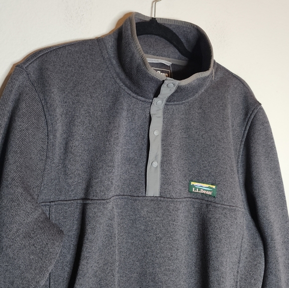 NWT L.L.Bean Grey Sweater Fleece Pullover Mens Size Large Tall - Picture 2 of 16
